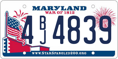 MD license plate 4BJ4839