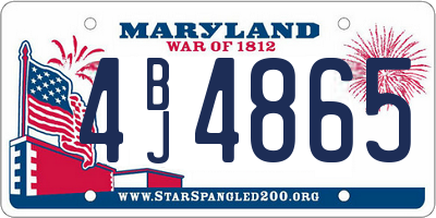 MD license plate 4BJ4865