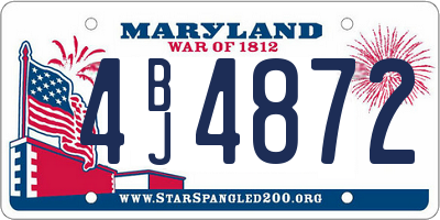 MD license plate 4BJ4872