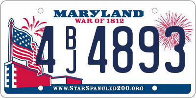 MD license plate 4BJ4893