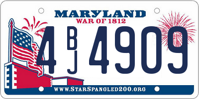 MD license plate 4BJ4909