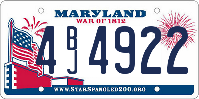MD license plate 4BJ4922