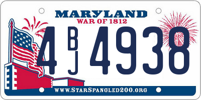 MD license plate 4BJ4938