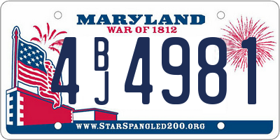 MD license plate 4BJ4981