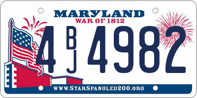 MD license plate 4BJ4982