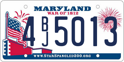 MD license plate 4BJ5013