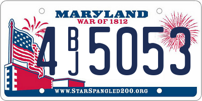 MD license plate 4BJ5053