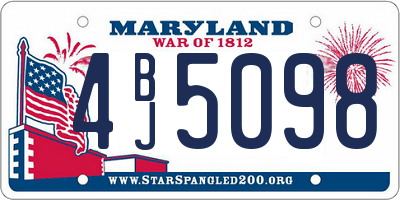 MD license plate 4BJ5098