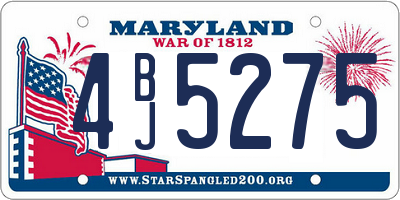 MD license plate 4BJ5275