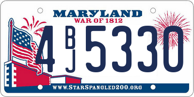 MD license plate 4BJ5330