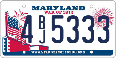 MD license plate 4BJ5333