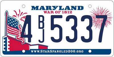 MD license plate 4BJ5337