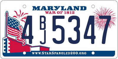 MD license plate 4BJ5347