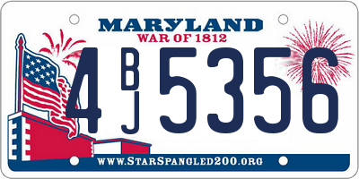 MD license plate 4BJ5356