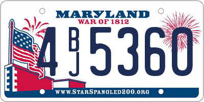 MD license plate 4BJ5360