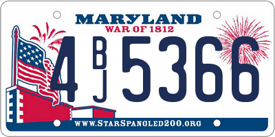 MD license plate 4BJ5366