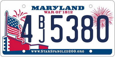 MD license plate 4BJ5380