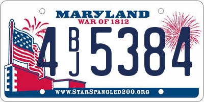 MD license plate 4BJ5384