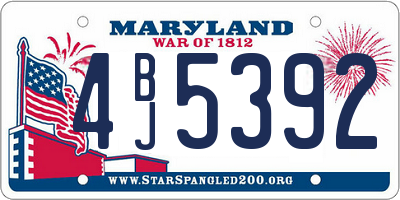 MD license plate 4BJ5392