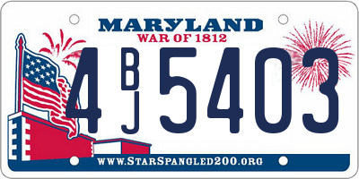 MD license plate 4BJ5403