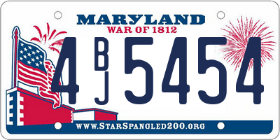 MD license plate 4BJ5454