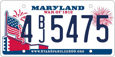 MD license plate 4BJ5475
