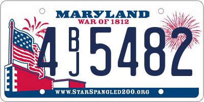 MD license plate 4BJ5482