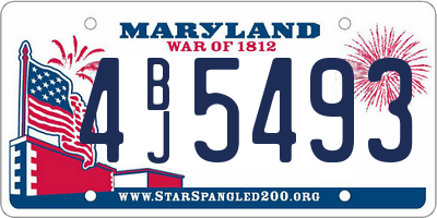MD license plate 4BJ5493