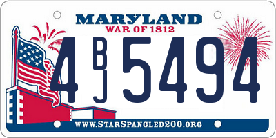 MD license plate 4BJ5494