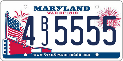 MD license plate 4BJ5555