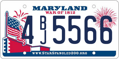 MD license plate 4BJ5566
