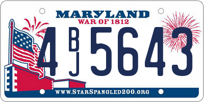 MD license plate 4BJ5643