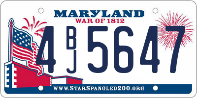 MD license plate 4BJ5647