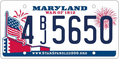 MD license plate 4BJ5650