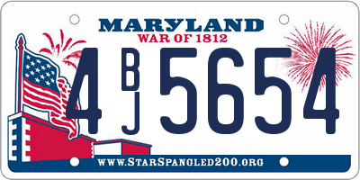 MD license plate 4BJ5654