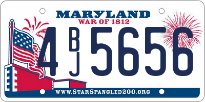 MD license plate 4BJ5656