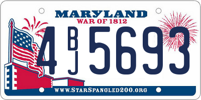 MD license plate 4BJ5693