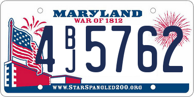 MD license plate 4BJ5762