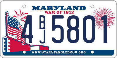 MD license plate 4BJ5801