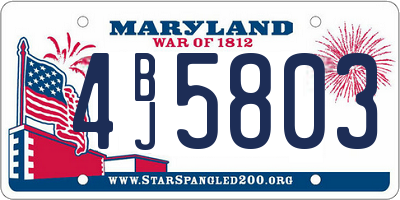 MD license plate 4BJ5803