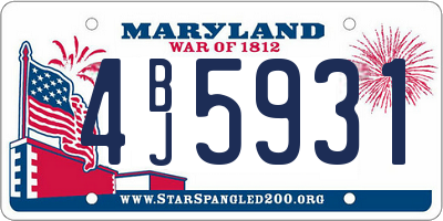 MD license plate 4BJ5931