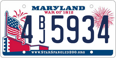 MD license plate 4BJ5934