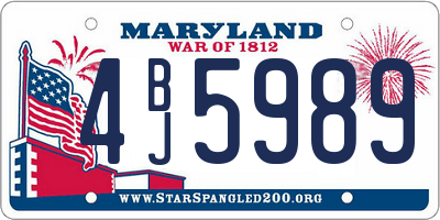 MD license plate 4BJ5989