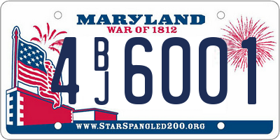 MD license plate 4BJ6001