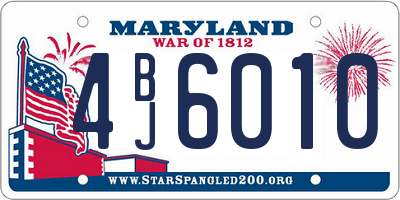 MD license plate 4BJ6010