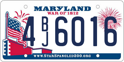 MD license plate 4BJ6016