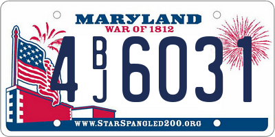 MD license plate 4BJ6031