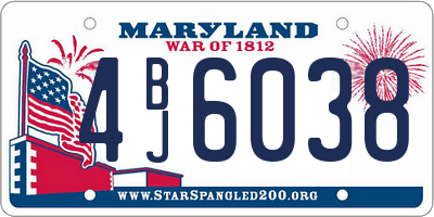 MD license plate 4BJ6038