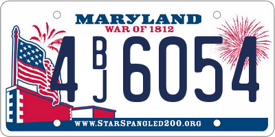 MD license plate 4BJ6054