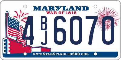 MD license plate 4BJ6070